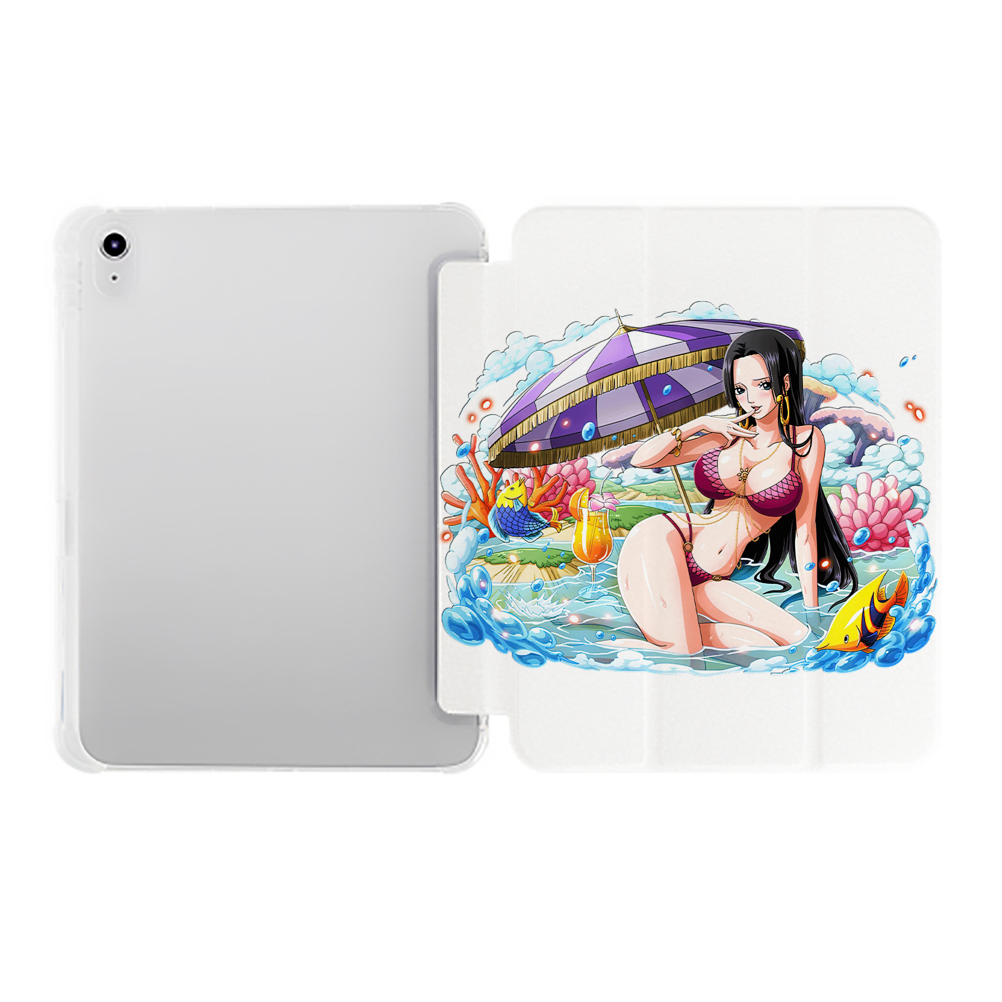 （画像用） ワンピース ボア・ハンコック ONE PIECE Boa·Hancock IPad ケース ペン収納付き 三つ折りスタンド PUレザー×シリコン 対応機種9.5/10.5/10.9インチ